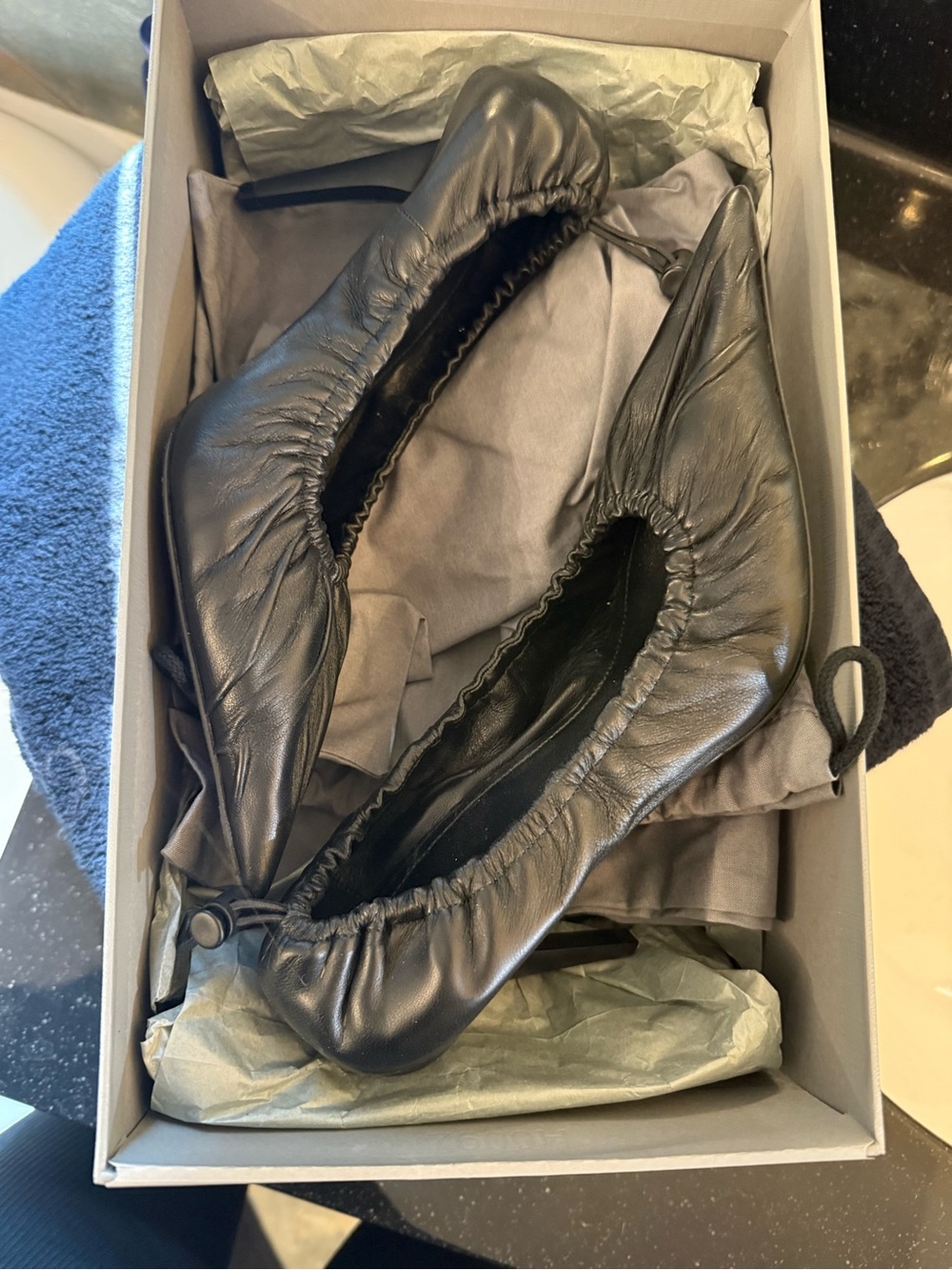 Balenciaga Black Scrunched Nappa Pointed Pump